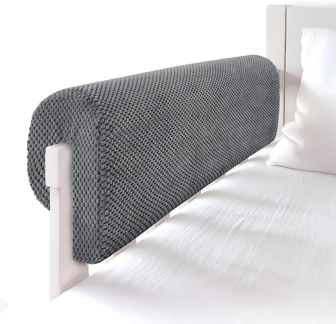 Toddlers' Bed Rail Bumpers Protector, Children's Bed Guardrail Padding, Soft Cushioned Barrier, Increased Height, Easy to Install, Washable Cover, Fits Floor, Bunk & Loft, 3 Ft, Gray