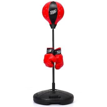 Kids Adjustable Stand Punching Bag Toy Set with Boxing Glove-Red