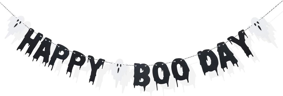 Happy Boo Day Banner, Boo Day Garland, Halloween Party Decorations, Spooky Party Supplies, Halloween Birthday Banner, Perfect Indoor Ghost Decoration, Melting Dripping Ghost
