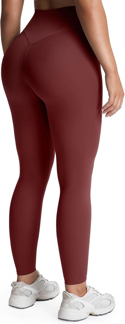 Aoxjox High Waisted Workout Leggings for Women Tummy Control Buttery Soft Yoga Metamorph Deep V Pants 26" (Rum Raisin, X-Small)