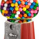 Vintage Gumball Machine - 11-Inch Retro-Style, Coin-Operated Cast Metal Vending Machine with Glass Globe and Free Spin by Great Northern Popcorn (Red)