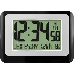 La Crosse Technology W88631 Digital Atomic Black Wall Clock with Temperature