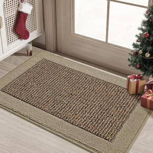 BEQHAUSE Indoor Door Mat 20" x 32", Dirt Trapper Door Mats Non-Slip Entryway Rugs Washable, Resist Dirt Absorbent Welcome Mat, Low Profile Floor Mats for Front Back Door and Entryway, Taupe