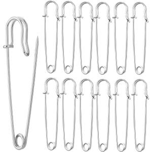 Safety Pins (Upgraded), 3" Large Safety Pin Pack of 30 for Clothes Leather Canvas Blankets Crafts Skirts Kilts, Extra Large Safety Pin Heavy Duty Safety Pins (Silver)