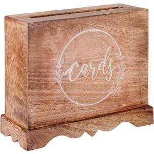 Wedding Card Box with Card Slit and Lock 12"X10"X4.5"- Gift Wishing Well Card Box for Weddings, Receptions, Birthdays, Graduations, Baby Showers, Honeymoon Funds KHNDCNC (Burnt)