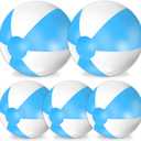 Whaline 5Pcs Inflatable Beach Ball 24 & 16 Inch Round Pool PVC Balls Cute Game Toys (Blue)