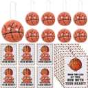 Jenaai 20 Set Basketball Gift Plush Keychain with Inspirational Cards Sport Decoration Basketball Goodie Bag Stuffers for Prize Team Coach Adults Players Lover Valentines day