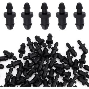 100pcs Drip Irrigation Line Plugs, 1/4 Durable PP Drip Barbed Tubing Goof Plugs Plastic Irrigation Hose Pipe Fittings Part for Garden Lawn Courtyard & Raised Beds Watering System Accessories