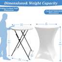 2Sets 32in Hightop Folding Cocktail Tables+Covers, White-Spandex Stretch Folding Bar Table Covers, Removable Legs Bar Height Folding Table Outdoor Indoor Use (2+2White/2Covers+2Tables), 32" X 43.51" X 32"