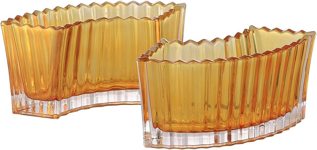 MCMCNCUIU Crystal Vases for Centerpieces, Flower Vases for Wedding Centerpieces, Amber Glass Vases for Flowers, Small Glass Vases, Decorative Vases for Living Room, Dining Table, Office, Set of 2 (7 Inches x2)