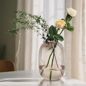 Brown Glass Vase Large Modern Handcrafted Clear Centerpiece Home Dcor