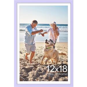decorUhome 12x18 Picture Frame, Display Pictures 11x17 with Mat or 12x18 without Mat, Wall Mounting Photo Frame, Purple, 1 Pack