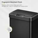 EKO Mirage-T 50 Liter / 13.2 Gallon Touchless Rectangular Motion Sensor Trash Can, Brushed Stainless Steel Finish (Matte Black)