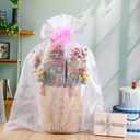 Zeyune 3 Sets Oversized White Organza Bags 24 x 30 Inch Extra Large Drawstring Organza Bags with Pull Bow Mesh Drawstring Gifts Pouches Gift Basket Wrapping Pouches for Mother's Day Wedding(Pink)