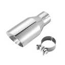 SVULK 2.5 Inch Stainless Steel Exhaust Tip, 2.5" Inlet to 3.5" Inch Outlet, 7.5"/190mm Long Polished Clamp on Exhaust Tailpipe Tip, Double Wall & Slant Cut Exhaust Finish Tailpipe with Clamp