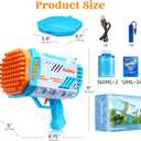 Sloosh Bubble Machine Guns, 69 Holes Bubble Gun Blaster Blower for Kids Adults, Colored Lights Bazooka Rocket Shape with Solution Outdoor, Summer Toys, Gifts, Party Favors, Wedding, Birthday, Easter