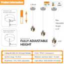 Chrome Crystal Pendant Lights Kitchen Island, Bedroom Bedside Hanging Crystal Ceiling Light, Dimmable 3000k-6000k 1-Light Independent (Silver)