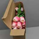 Jexine 100 Pcs Artificial Real Tulips Fake Artificial Tulip Flower Bulk Bouquet with Stem for Table Centerpieces Wedding Bridal Easter Mother's Day Garden Home Decor, 13.4''(Purple Rose)