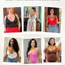 FeelinGirl Shapewear Bodysuits for Women Tummy Control Deep V Neck Body Suits with Built in Bra Tops L