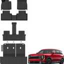 Floor Mats for 2027 Kia Telluride Gas 7/8 Seats Upgrade Trunk Mat with Backrest Mat All Weather TPE Floor Liners Fit for Kia Telluride Odorless Anti-Slip Full Set Car Accessories (Not Fit Hybrid)