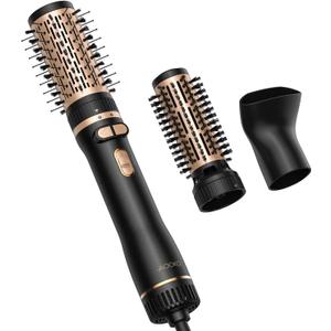 Rotating Hair Dryer Brush, Blow Dryer Brush with 2 Brushes (1.5" & 2") and Concentrator, Fast Drying, Straightening & Volumizing, Gold
