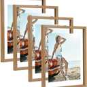 Trwcrt 4 Pack 8x10 Picture Frame, Double Glass Floating Picture Frames Display up to 10 x 12 Photos for Desktop or Wall Hanging,Natural