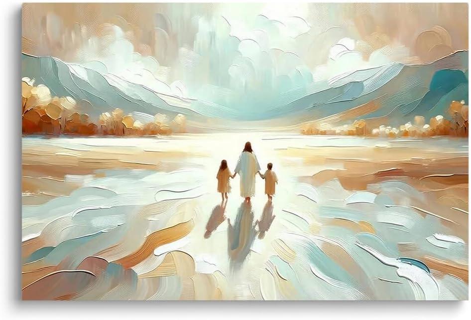 Jesus Saves Kids Canvas Wall Art, Jesus Save Wall Decor, God Christ Art Poster Print, Christian Spiritual Picture for Christian Home Nursery Children's Bedroom Living Room Church, Framed 16"x24"