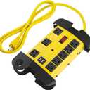 Heavy Duty Power Strip with USB, Workshop 8 Outlet Surge Protector 2700 Joules, Industrial Metal 15Amp Power Strip, 6FT Extension Cord and Wide Spaced. Yellow