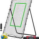 Zdgao 4x7ft Rebounder Net - Volleyball, Baseball Skills Trainer with Bungee Cords, Carry Bag and Neon Target, 5 Adjustable Angles