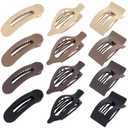 12 Pack Flat Hair Clips for Women-3 Styles Matte Neutral Flat Claw Clips, Black, Blonde, Light Brown & Dark Brown, Thick & Thin Hair Styling Accessories