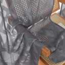 OWENIE Charcoal Grey Sheer Kitchen Curtains Tier 36 Inch Length 2 Panels Set, Elegant Clip Short Curtains for Small Window, Light Filtering Geometric Jacquard Textured Cafe Curtain, 42x36 Inches