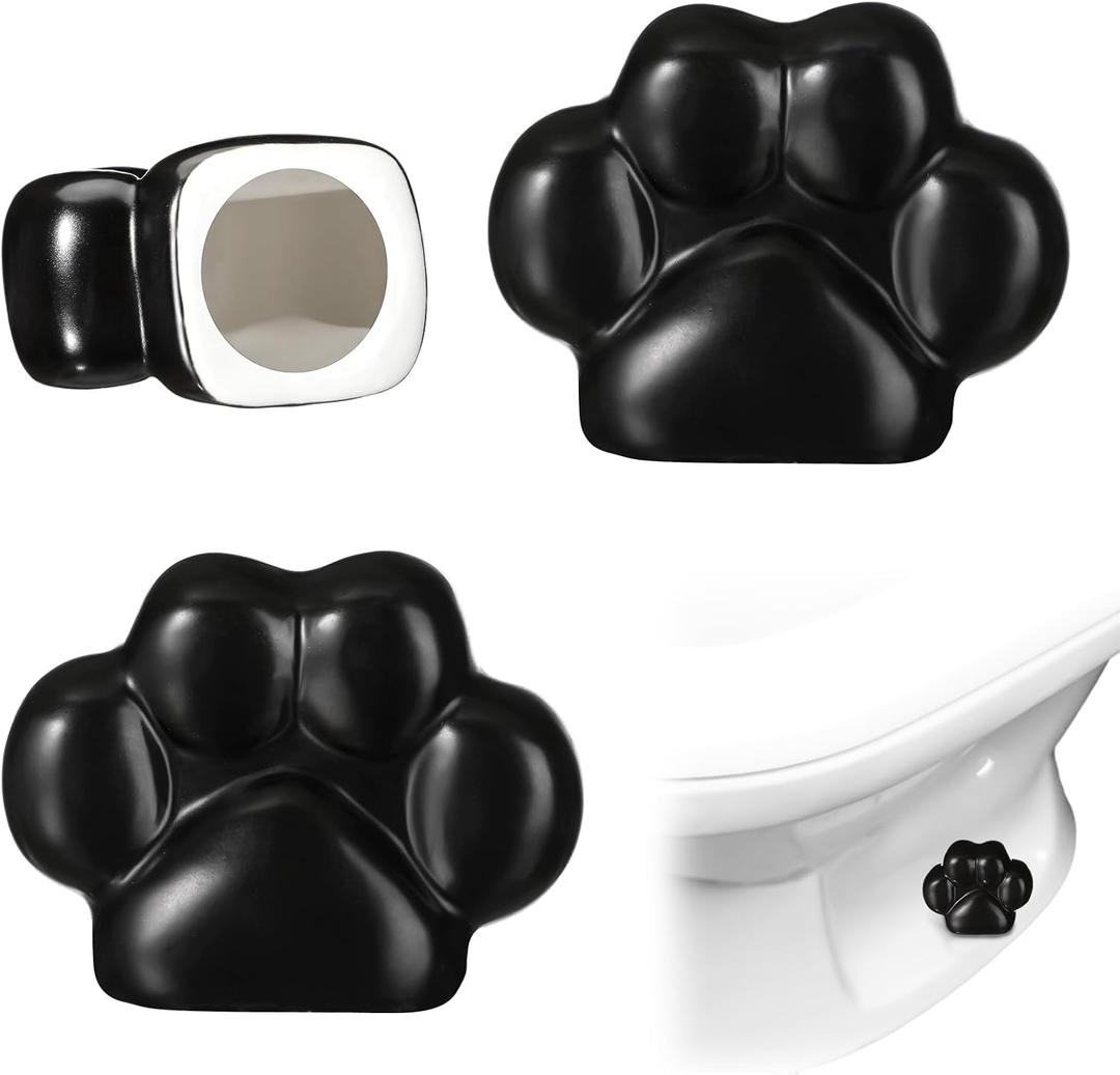 Honeydak 2 Pack Toilet Bolt Caps Decorative Paw Print Toilet Bolt Screw Covers Cute Ceramic Bathroom Decor Fun Themed Gadgets Bathroom Replacement Parts