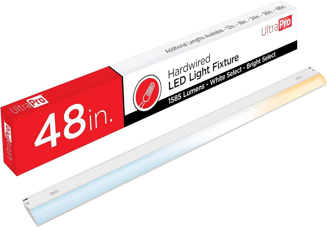 UltraPro 48 inch Hardwired Under Cabinet Lights, 3 Color Settings - 2700K/4000K/5000K - Warm White, Cool White, and Daylight, Under Cabinet Lighting, Dimmable Under Counter Lights for Kitchen, 45370