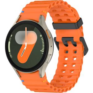 Silicone Band Compatible with Samsung Galaxy Watch Ultra 47mm (2024/2025), Breathable Silicone Band for Galaxy Watch 7 6 5 4 44mm 40mm / 6 Classic 43mm 47mm / 5 Pro 45mm / 4 Classic 46mm 42mm (Orange1)