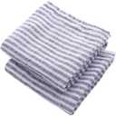 Linen Hand Towels for Kitchen Set of 2, 100% Pure Linen, Blue Tea Towels, French Striped Dish Cloths for Washing Dishes, Navy Dishtowels, Farmhouse Towels for Kitchen, Hand Towel 18 x 28