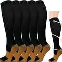 Graduated Compression Socks for Women&Men 20-30mmhg Knee High Socks Travel Hiking Running Stocking, Size 2XL