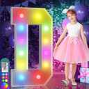 imprsv 4FT Colorful Marquee Letters D, 18 Colors Large Light up Letters Alphabet Sign with Remote, Large Marry Me Sign, Birthday Party Decorations Anniversary Wedding Decoration
