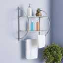 Home Basics 2 Tier Wall Mounting Chrome Plated Steel Bathroom Shelf with Towel Bar