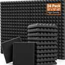 24 Pack 2” Thick Pyramid Acoustic Foam, Sound Proof Foam Panels for Walls