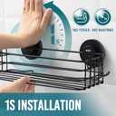 TAILI Shower Caddy Suction Cup 2 Pack with Hooks & Soap holder, Heavy Duty Shower Organizer for Bathroom, No Drilling Bathroom Organizer with Large Capacity, Black Metal Storage Basket
