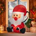 VIVOHOME Christmas Inflatable Outdoor Decoration, Packable Santa, Navidad Blow Up Yard Decor with Built-in LED Light for Lawn, Garden, Party