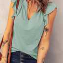 Dokotoo Women's Casual V Neck Ruffle Sleeve Summer Tank Tops Shirts