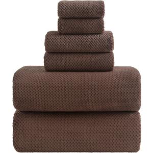 YTYC Towels, 39x78 Inch Oversized Bath Sheets for Adults Luxury Extra Large Bath Towels Sets of 6 Super Soft Shower Towels for Bathroom Microfiber 80% Polyester (Brown, 6 Piece)