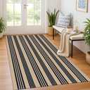 KOZYFLY Striped Front Door Mat 4x6 Ft Brown and Black Front Door Rug Cotton Washable Indoor Outdoor Rug Large Doormats Outdoor Striped Area Rugs for Kitchen Entryway Front Porch