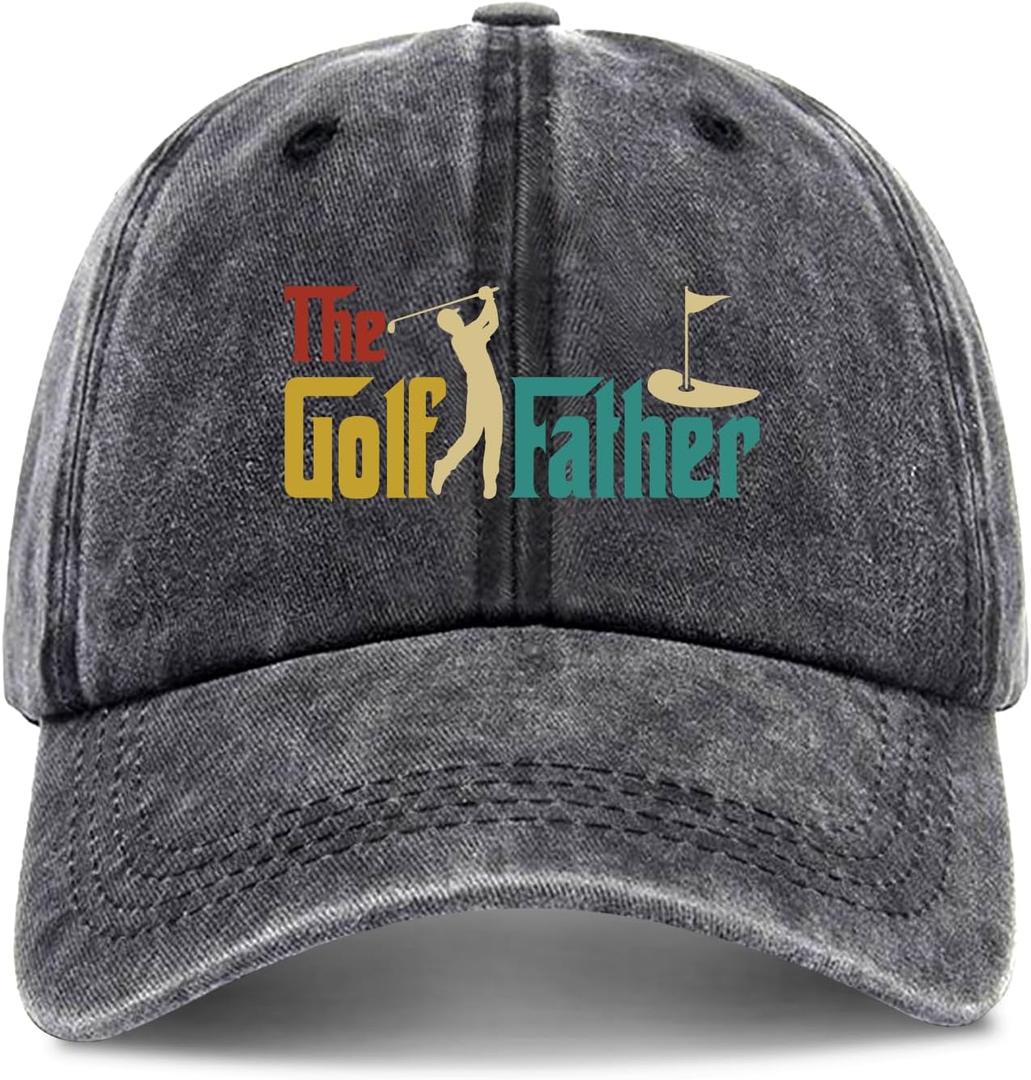 Zcyhtqp, The Golf Father, Funny Baseball Cap, Funny Trucker Hats with Sayings, Adjustable Cotton Baseball Cap, Perfect Golf Gift for Dad Black