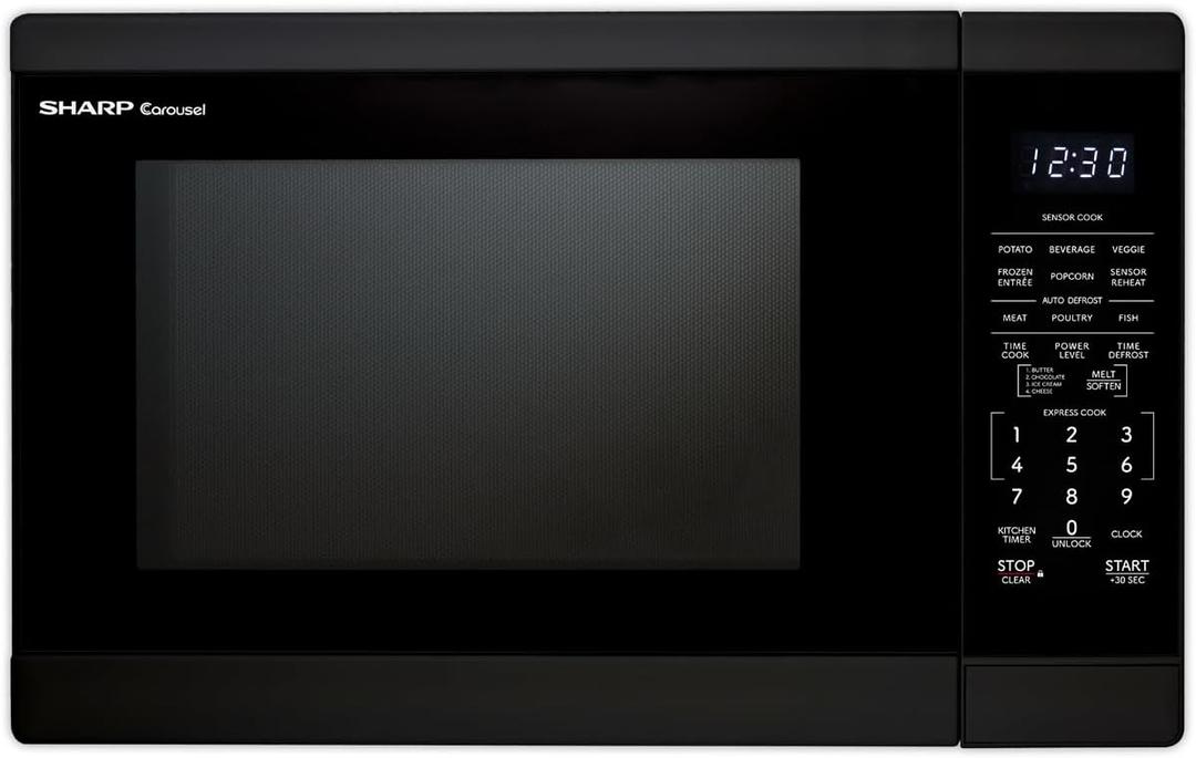 SHARP Countertop Microwave Oven with Removable 12.4" Carousel Turntable, 1100 Watt, 1.4 Cubic Feet, Black