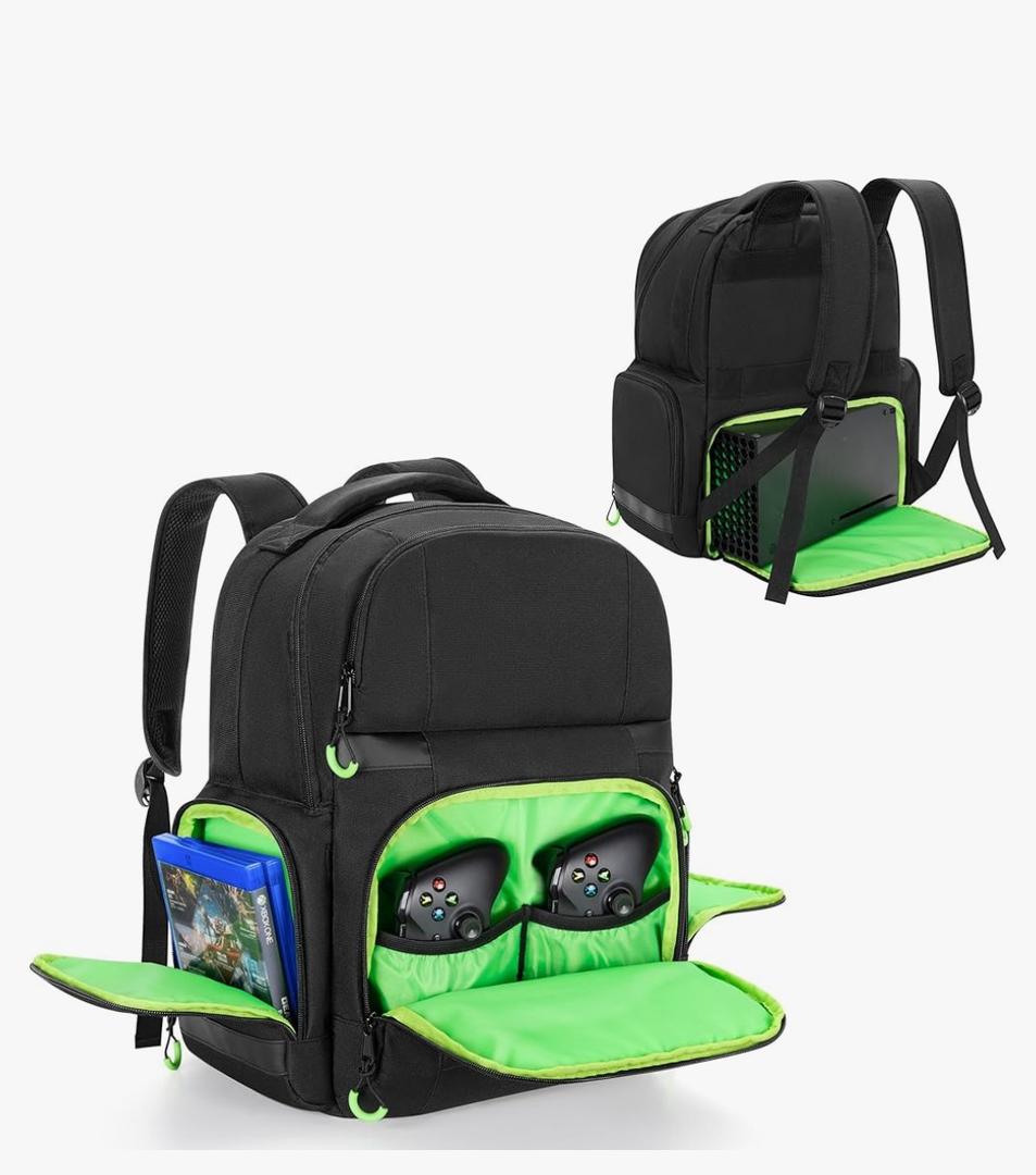 Carry Backpack Compatible with Xbox Series X/S Console, Travel Carrying Case with Separate Storage Room for Console, Headset, Controllers, Multiple Pockets for Gaming Accessories(Patent Design)