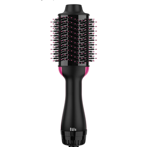 Hair Dryer Brush Blow Dryer Brush in One, Upgraded 4 in 1 Hair Dryer and Styler Volumizer with Negative Ion Anti-frizz Ceramic Titanium Barrel Hot Air Hair Straightener Brush (Black/Pink)