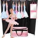 Dance Bag with Garment Rack and Curtain, 23" Rolling Dance Competition Duffle Bag with Garment Rack | Portable Dance Changing Room Suitcase for Dancers Athlete Livestreamer Cheerleaders