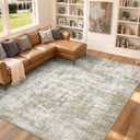 Area Rugs 8x10 Living Room Rug Washable No Slip Low Pile Soft Thickness Large Carpets Indoor Floor Covering for Bedroom Dining Modern Abstract Home Office Decor Tan